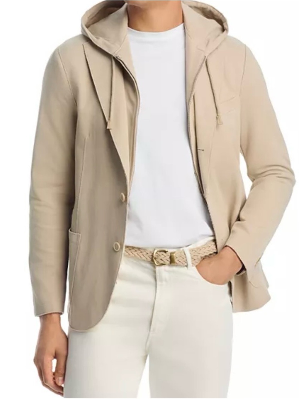 Eleventy oatmeal Hooded Blazer Jacket - Casual Tailored Layer
